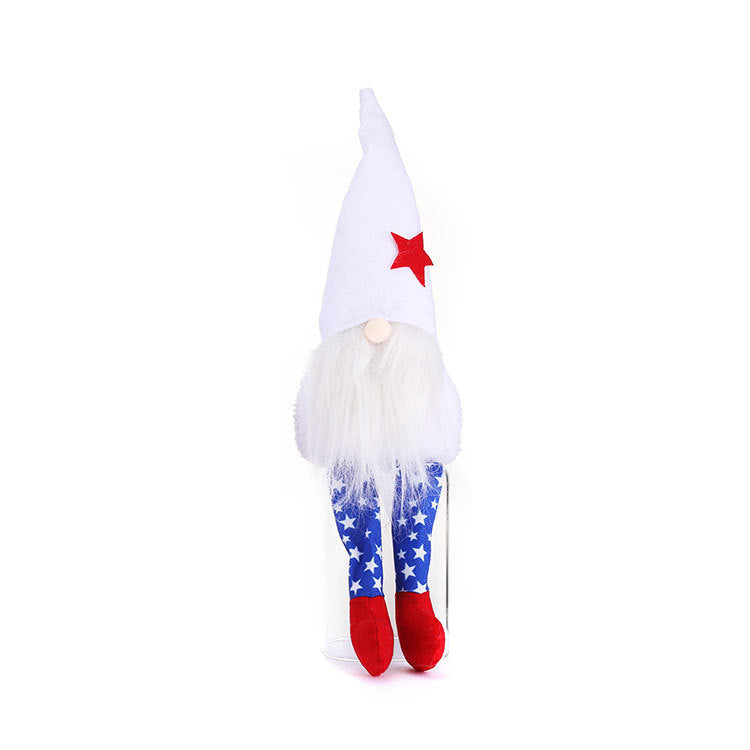 Lucky Snow New American Independence Day pointed hat long-legged Rudolph doll plush dwarf doll decorations - Vintage tees for Women