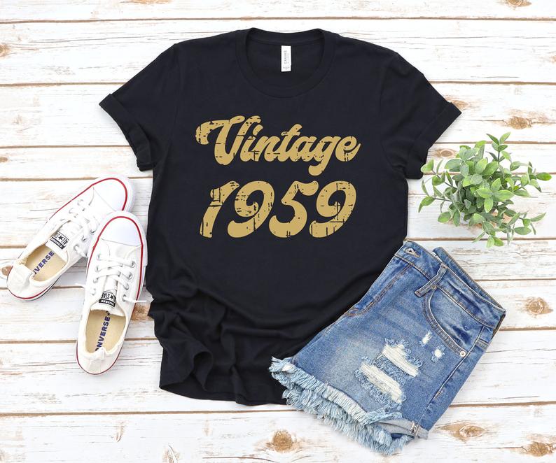 Vintage 1959 Shirt, 64th Birthday Gift, Birthday Party, 1959 T-Shirt - Vintage tees for Women