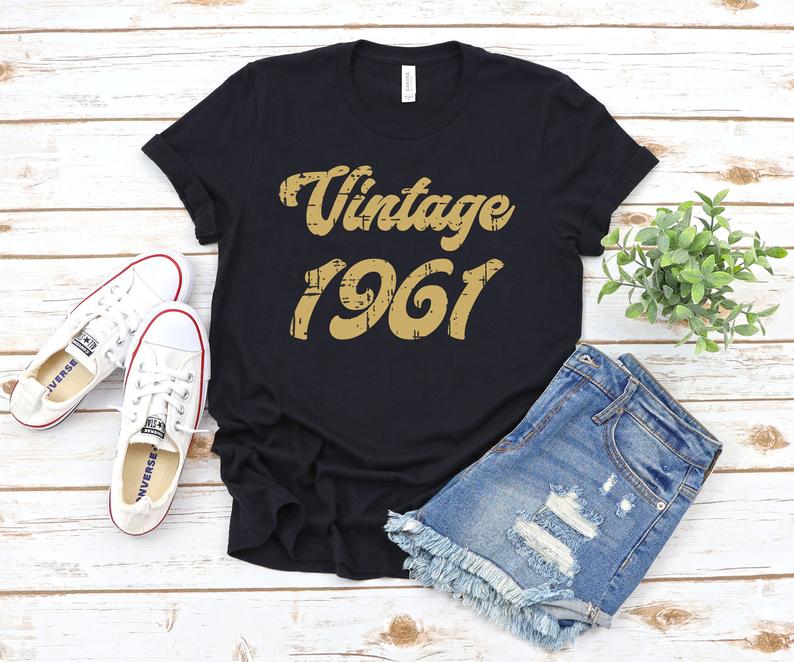 Vintage 1961 Shirt, 62nd Birthday Gift, Birthday Party, 1961 T-Shirt - Vintage tees for Women