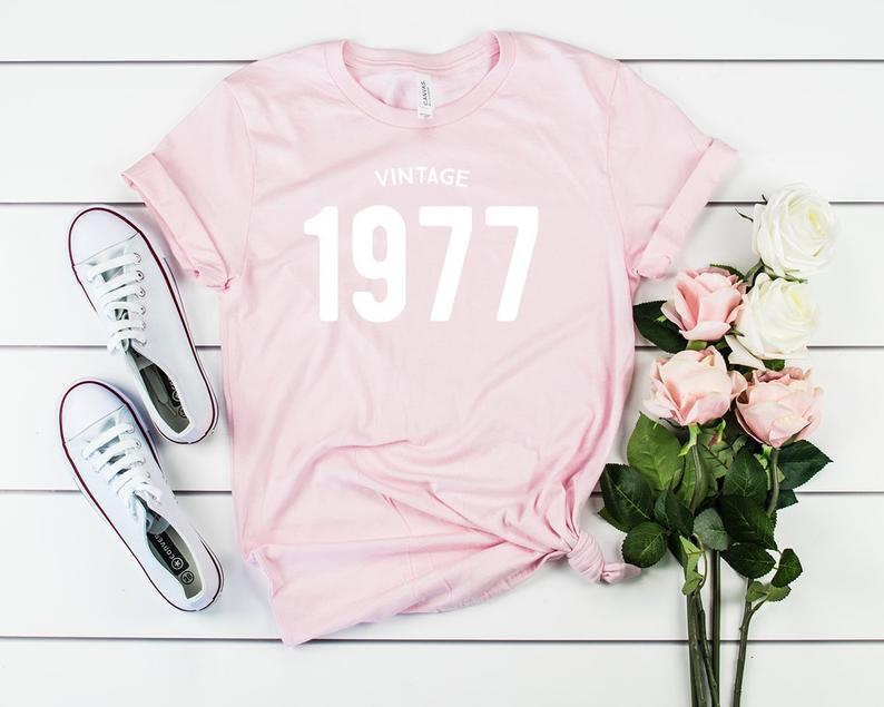 Vintage 1977 Birthday T-Shirt | 46th Birthday Party T-Shirt Cotton - Vintage tees for Women